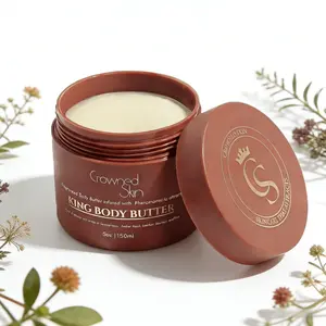 King Body Butter for Men - 5oz/150ml Daily Moisturizing Body Butter with Warm Sensual Scents (Sandalwood, Amber Musk) Infused with Pheromones, Premium Blend with Shea Butter & Jojoba Oil for Hydration