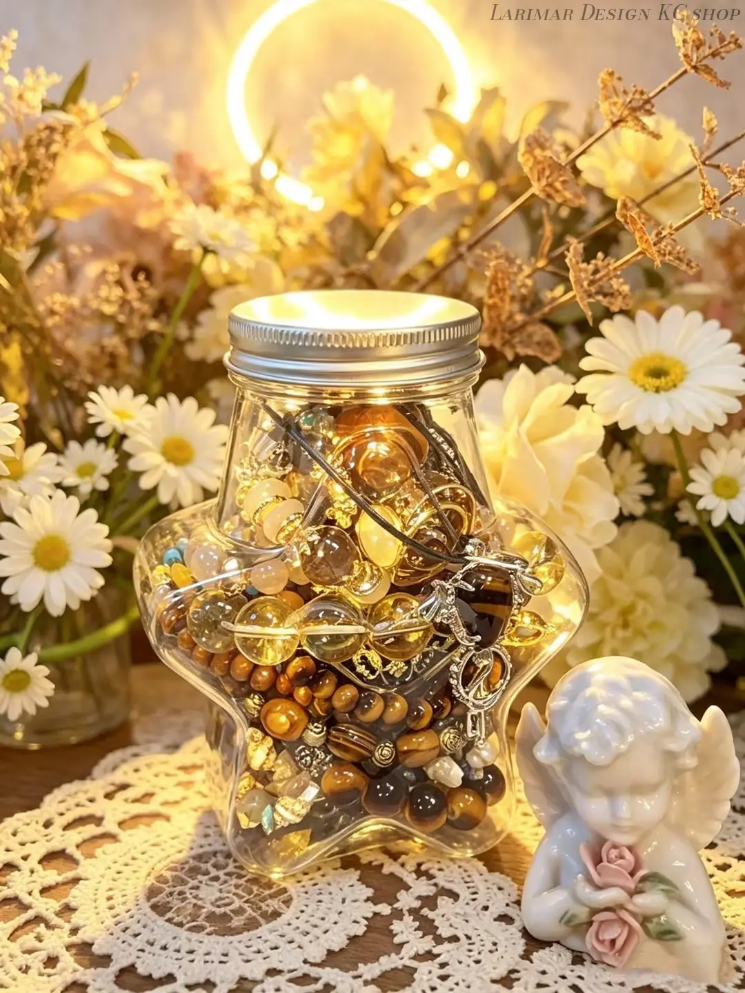 Star Shaped Jar Mystery Jewelry Box Natural Tiger Eye Crystal Bracelets Healing Gemstone Stackable Beaded Bracelets Spiritual Boho Accessory Gift For Her