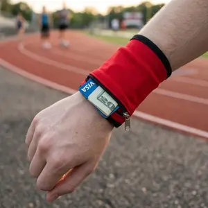 Lightweight Ventilated Running Armband with Secure Zipper for Keys Cash Cards, Sweat-Free Comfort for Jogging Cycling Gym Workouts Travel Outdoor Activities, Multi-Functional Portable Sports Accessory, Essential Gear for Runners and Daily Adventures