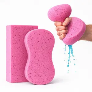 Multi-Purpose Pink Cleaning Sponges 2 Pack Ideal for Car Wash Household Use Tile Grout Cleaning & Painting Compostable Sponges