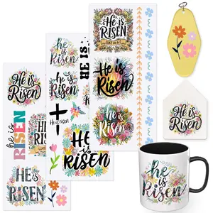 3PCS UV DTF Cup Wrap Stickers, Easter Bible Verse Rub on Transfers for Crafts, Permanent DIY Transfer Decals for 16oz Libbey Glass Cans, Mugs, Candles, Notebooks and Flower Pots, Easy to Apply Art Stickers