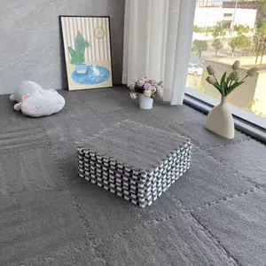 12pcs Carpet Squares Puzzle Floor Mat, Plush Interlocking Carpet Tiles, Anti Slip EVA Foam Jigsaw Floor Tiles, Build A Safe Area for Bedroom Playroom