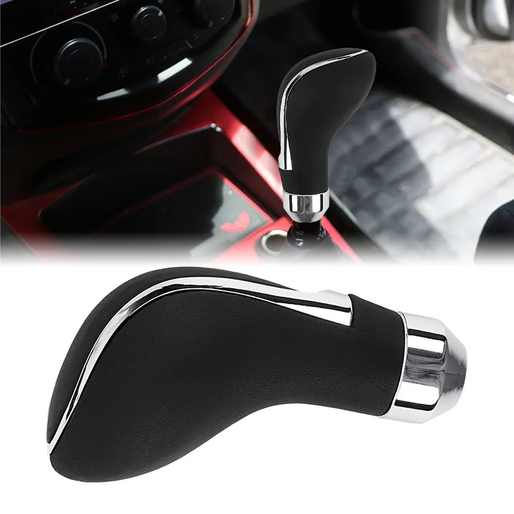 Brand New Universal JDM Black Leather Manual Car Gear Stick Shift Knob Shifter Lever