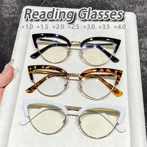 Women's Metal Plastic Frame Cat Eye Reading Glasses, Lightweight Durable Glasses, Vintage Classic Elegant Casual Fashion, 3 Pairs High-Quality Eyewear, Reading Eyeglasses
