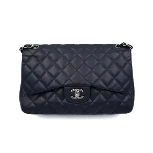 Pre-owned CHANEL Caviar Shoulder Bags Classic Flap Large Blue JM R069