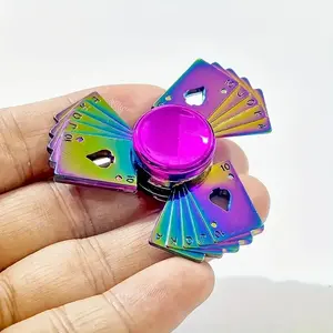 Durable Stainless Steel Fidget Spinner Toy, Mixed Color Spinner with Heart and Shovel Design, Durable Smooth Spinner, Compact Relaxation Gift for Adults, Fidget For Anxiety
