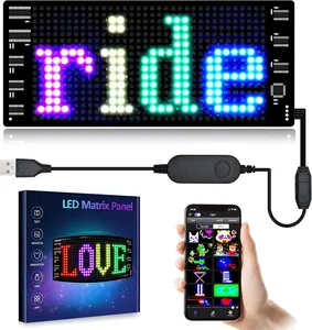 Programmable LED Car Sign Board, Flexible RGB Display with Bluetooth App Control, Custom Text, Animations & Patterns for Vehicle Window & Interior Use