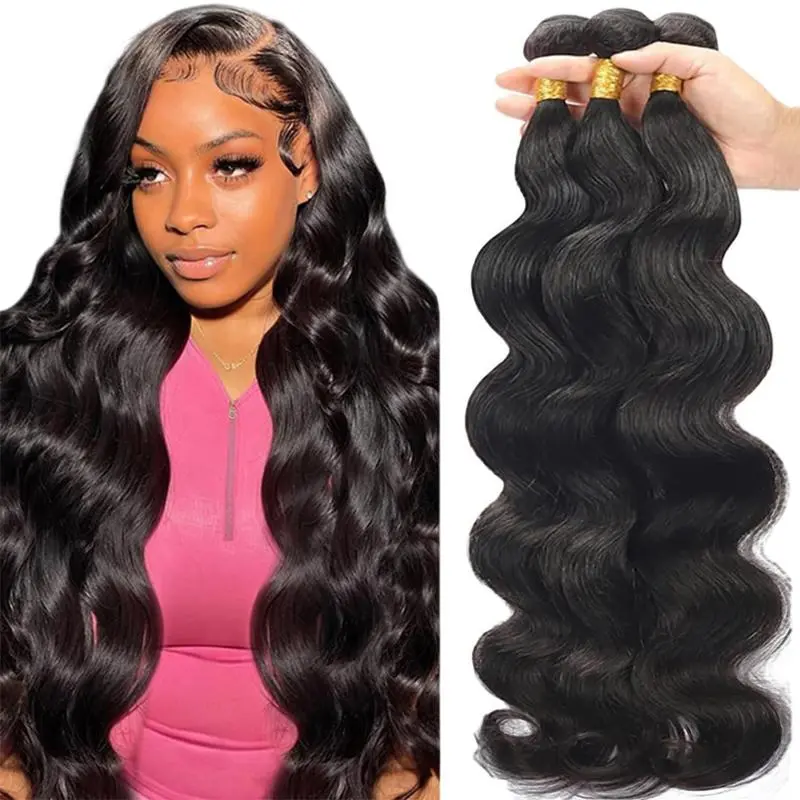 Gefily [14A]Brazilian Virgin Human Hair Bundles 30inch Body  display picture 1