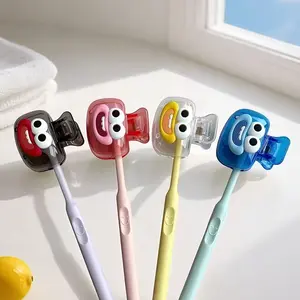 4-Piece Home Toothbrush Head Storage Box, Portable Travel Toothbrush Protector Cover with Drain Hole Stand, Convenient Dental Care Organizer, Toothbrush Holder Set