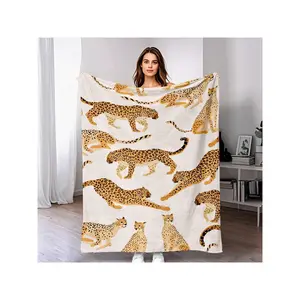 Luxurious Leopard Print Throw Blanket - Soft, Lightweight & Skin-Friendly Polyester | Ideal For Couch, Bed, Camping & Travel | Warm All-Season Comfort | Contemporary Style With Realistic Leopard Design-30*40in