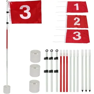 Golf Flagstick 6ft Nylon Pin Flag ABS Hole Cup Set Portable 5 Section Numbered Flags for Driving Range Backyard Putting Green Golf Practice Common 123 Pack