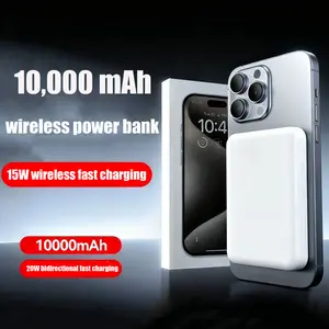 Wireless charger, 10000mAh for MagSafe magnetic power bank and Type-C data cable, compact and portable, compatible with iPhone 17/16/15/14/13/12 series power bank.
