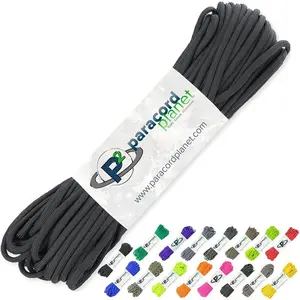 100 Feet Hanks Parachute 550 Cord Type III 7 Strand Paracord Black
