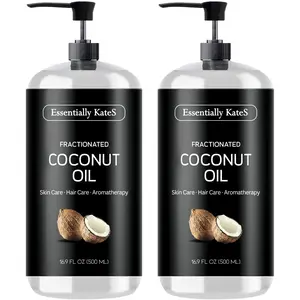 Essentially KateS Fractionated Coconut Oil 33.8 Fl Oz 2 x 16 Fl Oz Pack of 2 Body Massage Hair Carrier Oil for Essential Oils No Scent