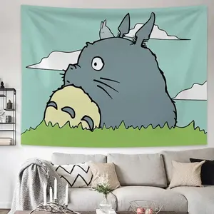 Totoro Tapestry, Studio Ghibli Bedroom Wall Hanging, Cozy Home Accent, Adorable Dorm Gift, Cute Living Room Artwork