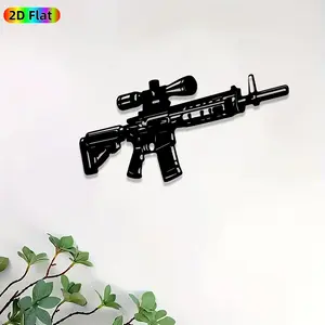 1pc Tactical Rifle Metal Wall Art, Sniper Rifle Statue Mural, Intricate Craftsmanship, Iron Craft, Perfect for Fathers Day, Housewarming Decor, Perfect for Man Cave Garage Office Decor, Ideal Gift for Military Enthusiasts.