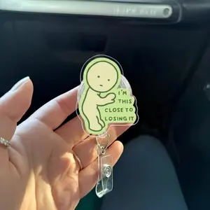 Funny Meme Badge Reel, I'm This Close to Losing It ID Holder, Kawaii IV Nurse Badge Reels, Retractable Pastel Medical ID Holder