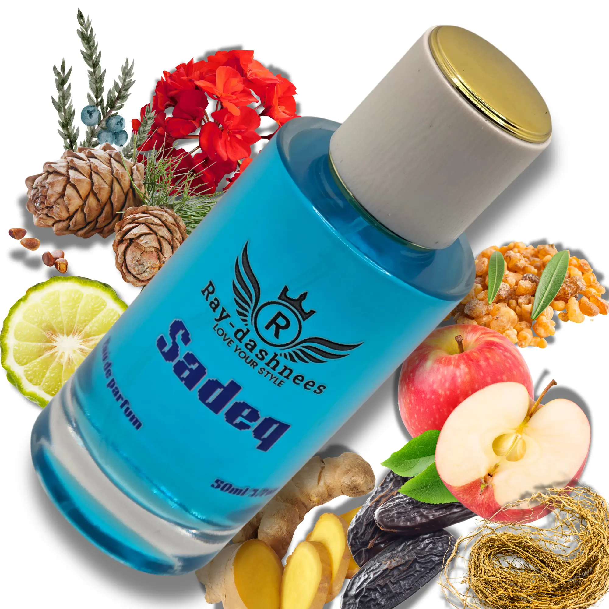 Sadeq Eau De Parfum Spray 1.7 oz by Ray-dashnees | Green Citrus Fruity Fresh Spicy Aromatic Amber Herba Sparkling | With Bergamot Apple Ginger Tonka Bean Olibanum Cedarwood Vetiver Amberwood Sage and Juniper Berries Notes Men's Light Musk & Woody Cologne
