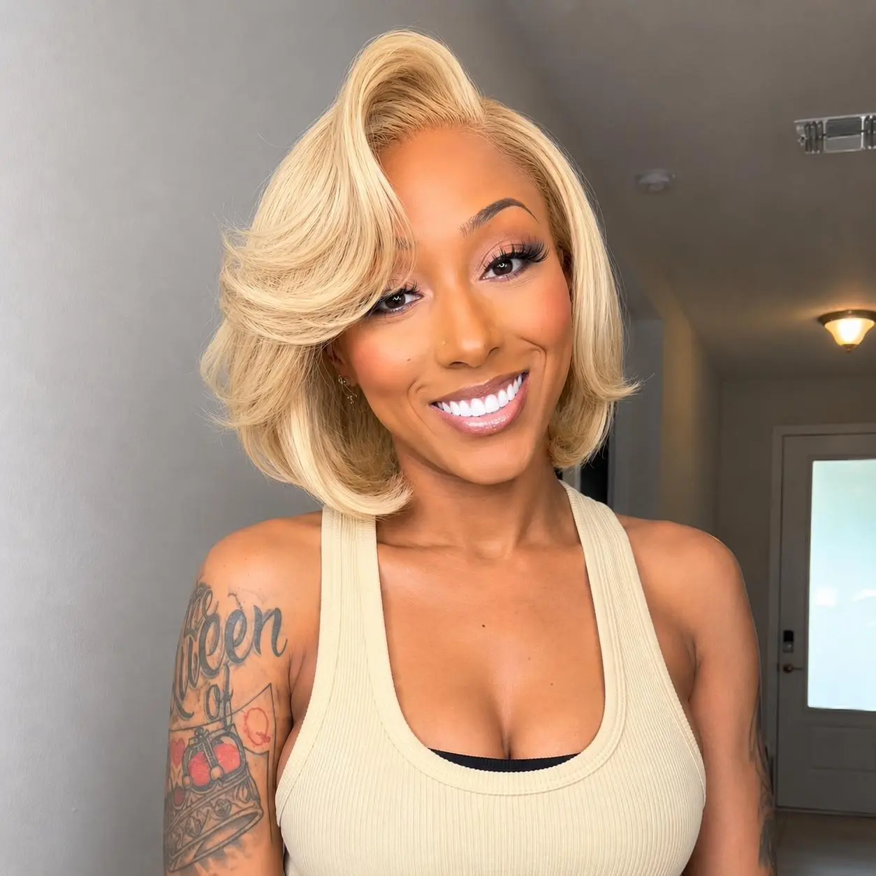 [Summer Wig] Menglle Side Part Bob Wig 7x6 Lace Front Human Hair Wig Blonde 613/99J/Brown/Natural Black Color Wear and Go Pre Cut Lace Pre Bleached Pre Plucked Natural Hairline Cute Fashion 8 Inch#tiktokshopbacktoschool