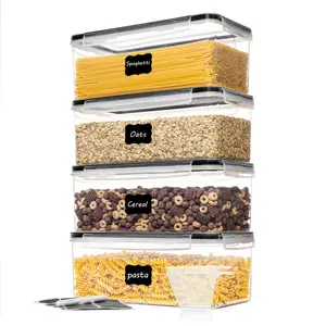 4 Piece Airtight Food Storage Containers with Lids Plastic Pasta Containers for Noodle Organization Kitchen Pantry Storage Containers