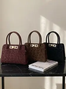 Women's Leopard Print Crossbody Bag, Metal Lock Closure, Small Square Shape, Perfect for Parties and Outdoor Activities