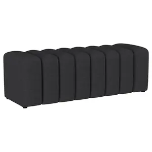 Summer Charcoal Fabric Upholstered Tufted Accent Bench