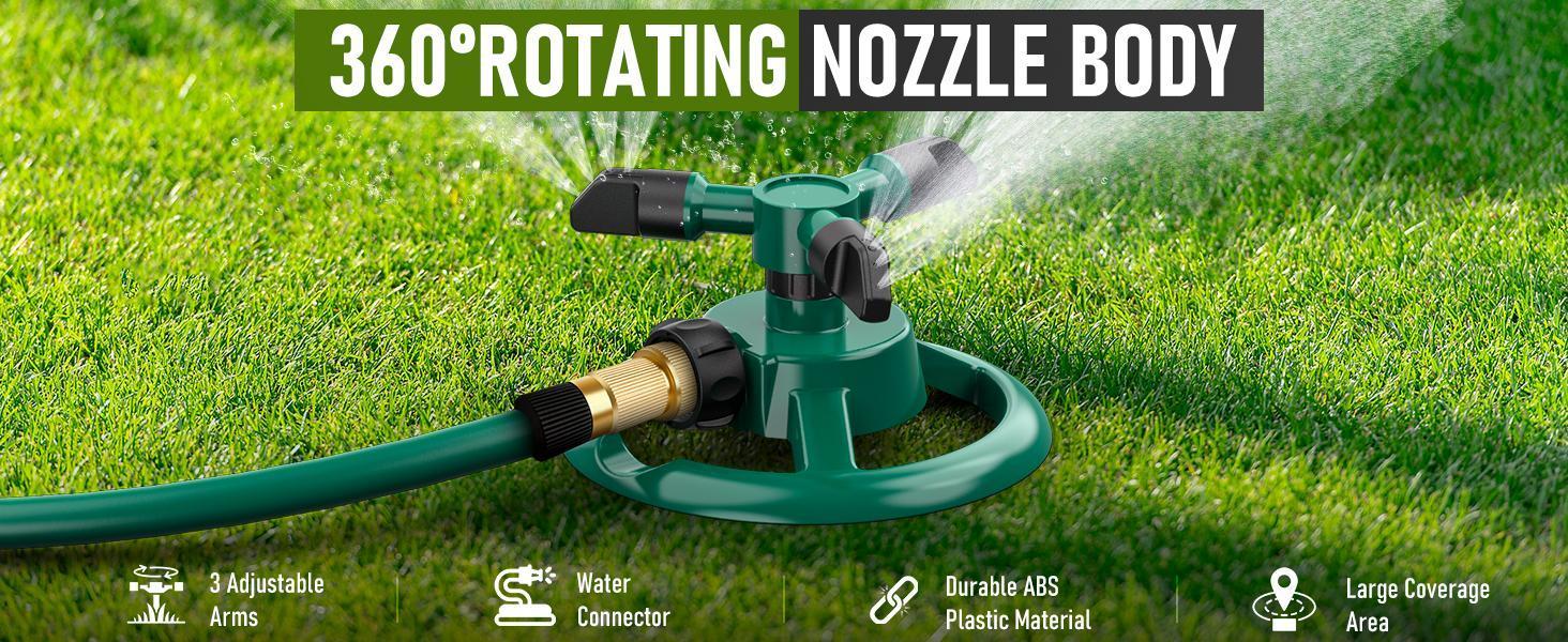 360 Degree Rotating Lawn Sprinkler, Automatic Garden Watering System, Large Area Coverage Irrigation, Heavy Duty Yard Sprinkler for Outdoor Spray, Adjustable Lawn & Garden Watering Device,Household Essential — Durable detail 1