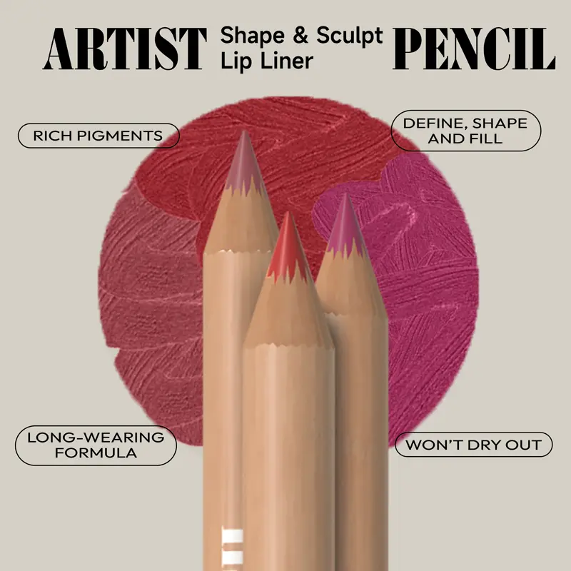 6-Count Matte Nude Lip Liner Set - Natural-Looking, Long-Lasting, Waterproof & Smudge-Proof Formula for Outlining & Filling Lips - Ideal for Everyday Makeup Routine