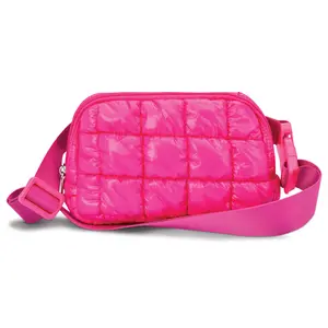 Hot Pink Shiny Puffer Belt Bag