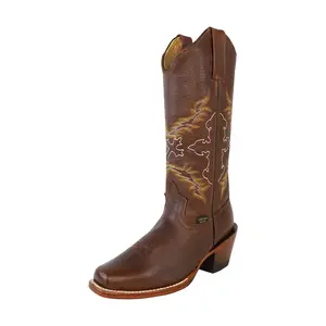 Women's Brown Rodeo Style Square Toe Western Boot