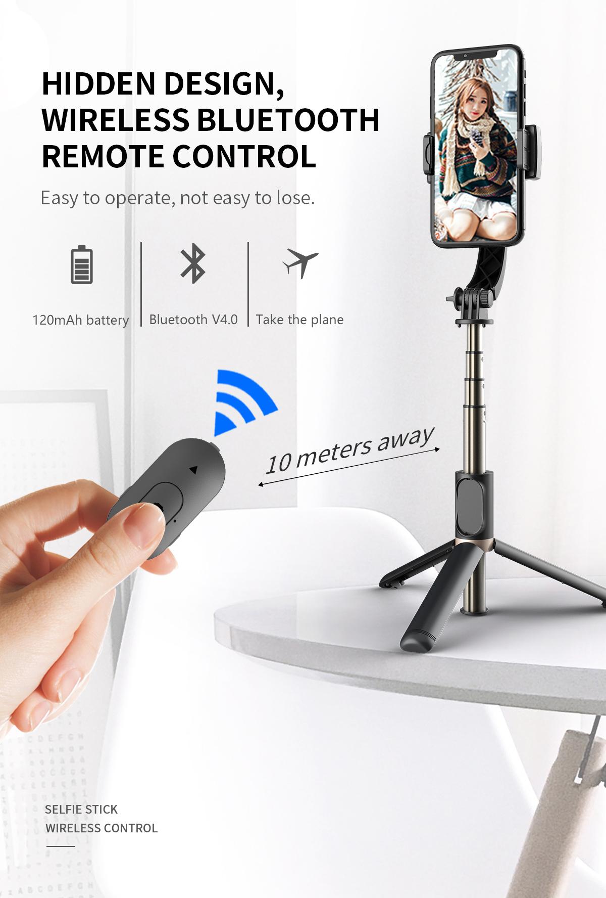 Handheld Gimbal Smartphone Bluetooth Handheld Stabilizer with Tripod Selfie Stick Folding Gimbal Android & Iphone
