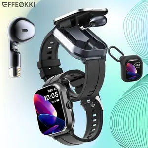 Effeokki 2-In-1 Smartwatch With Earbuds Music Play with Silicone Sleeve Man 2" NFC Wireless Call Multi Sport Exercise Tracker Health Fitness Smartwatch Compatible with Iphone Android Smartphone Holiday Gift Idea, Father’s Day Digital Smart Watch