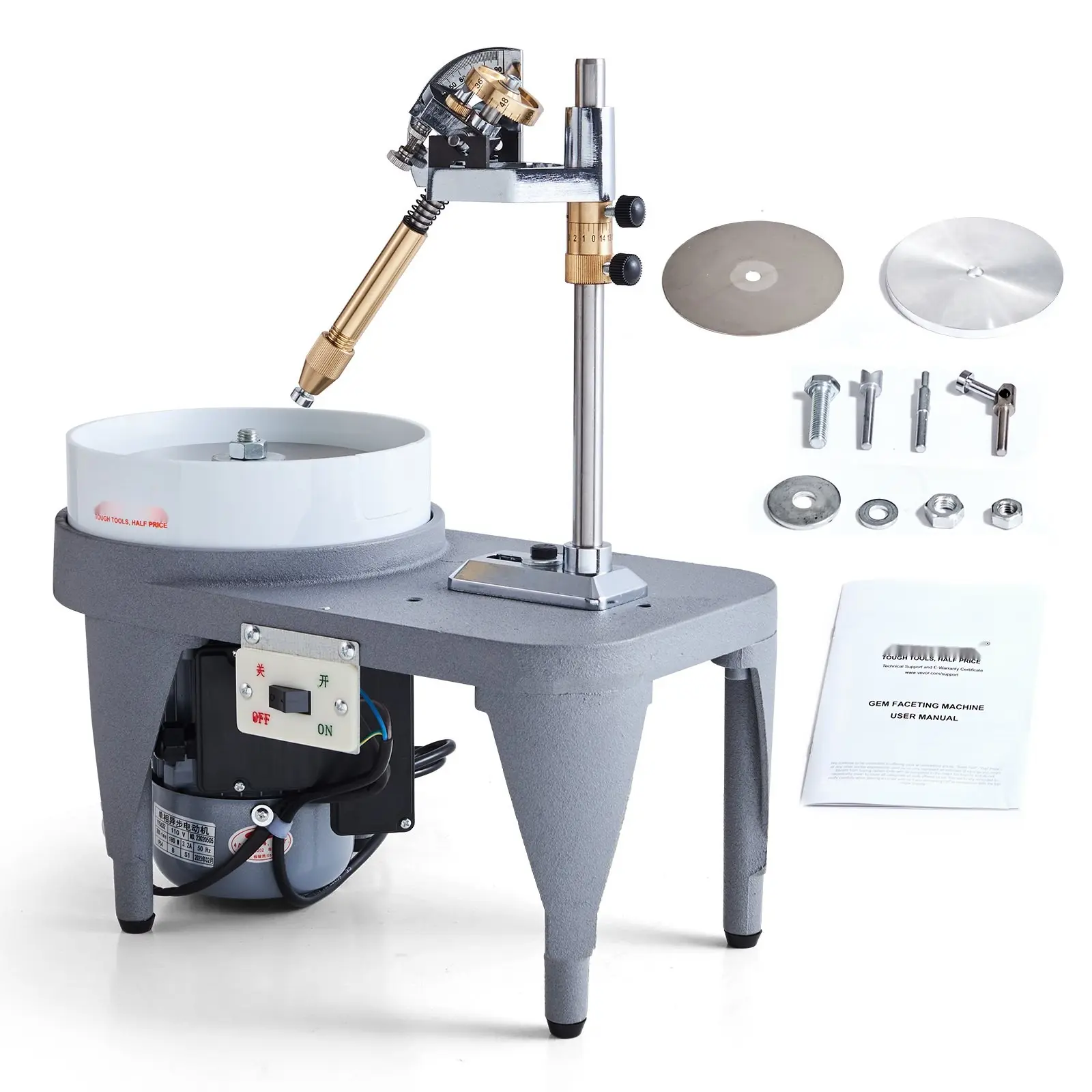 Gem Faceting Machine 2800 RPM Jade Grinding And Polishing System With 180W 110V Rock Polisher Jewel Angle Polisher, Includes Faceted Manipulator And Triangle Abrasive Pack For Jewelry Polisher