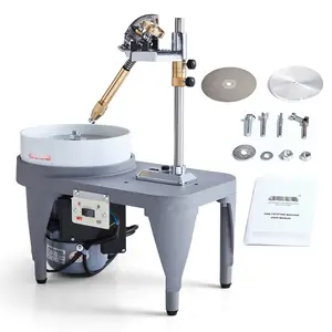 Gem Faceting Machine 2800 RPM Jade Grinding And Polishing System With 180W 110V Rock Polisher Jewel Angle Polisher, Includes Faceted Manipulator And Triangle Abrasive Pack For Jewelry Polisher