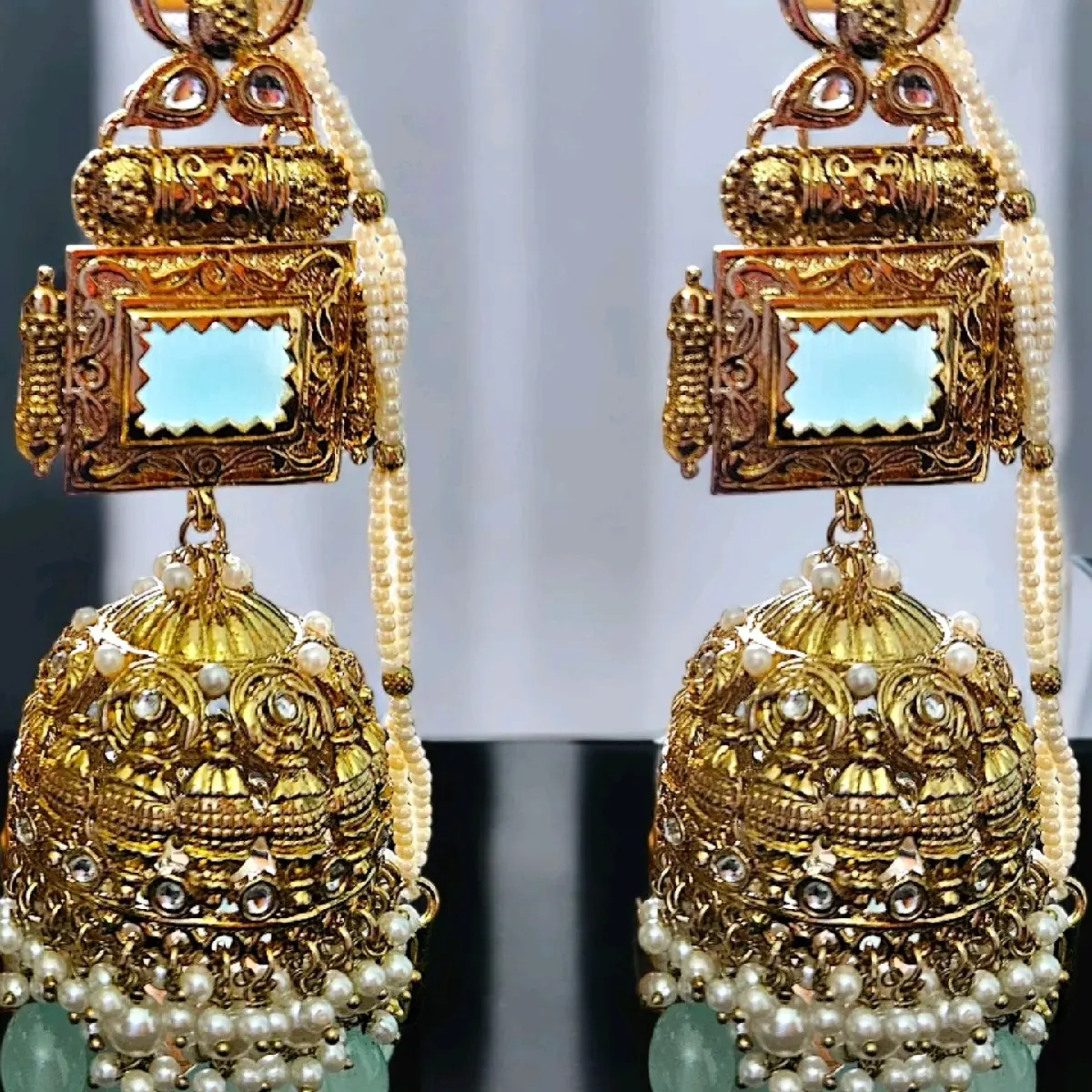 SAMAH- gold oversized amrapali jhumkas