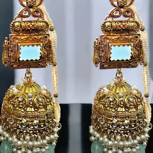 SAMAH- gold oversized amrapali jhumkas