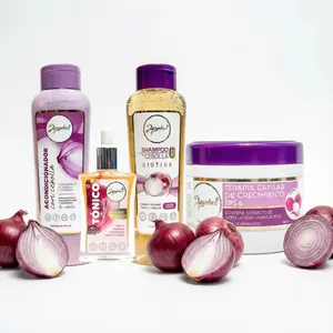 Anyeluz Shampoo de Cebolla, Anyeluz acondicionador de cebolla, Anyeluz Terapia Capilar y Anyeluz tonico Anticaida de cebolla (4 pack)