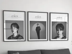 Jimin BTS Poster Set of 3, minimalist aesthetic bts room decor, bts gifts, bts merch, black & white bts wall art
