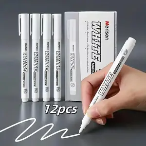Marker Pen, 12pcs/set Merisen Permanent Marker Pen, Waterproof Multifunctional Marker Pen for Fabric, Wood, Stone, Glass, Office Stationery & Supplies