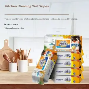 Shulai Kitchen Cleaning Wet Wipes (100 Sheets/pack), Oil Stain Remover, Convenient & Effective, Ideal for Daily Use