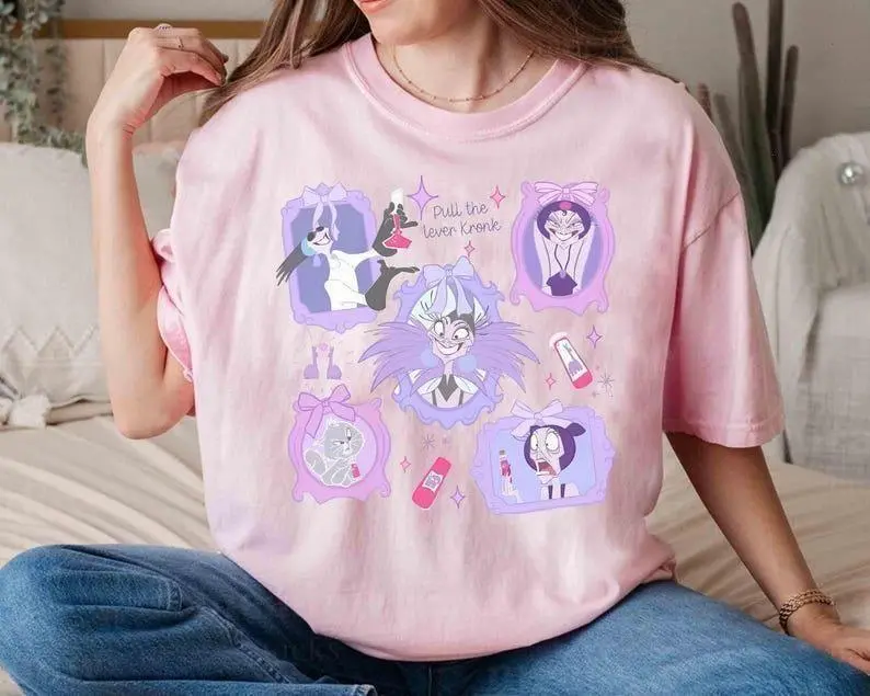 Comfort Colors Coquette WDW Villains Yzma T-shirt, Pull The Lever Kronk Tee, The Emperor's New Groove Shirt, WDW Family Vacation 2026 Trip Womenswear Cotton
