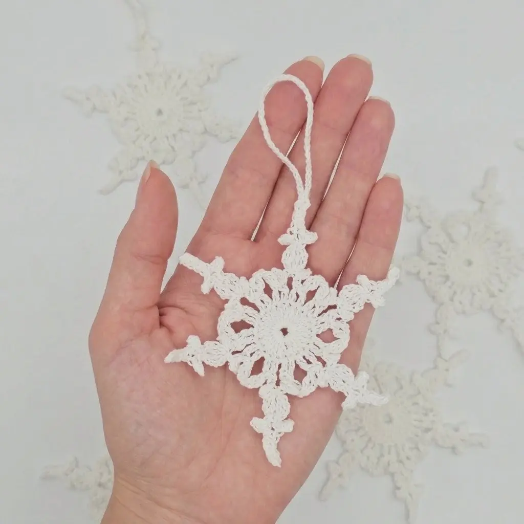 Set of 12 Crochet Snowflake Ornaments, White Star Christmas Tree Decor, Handmade Cotton Snowflakes, Winter Wonderland Garland