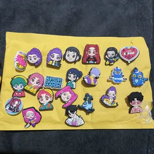 Demon Hunters Croc Shoe Charms for Kids Boys Girls Women Men PVC Wristband Sandals Clog Accessories Party Favor with Dragon and Character Designs