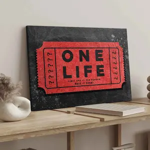 1Count Wooden Frame Canvas, Inspirational One Life Quote Ticket Images, Exquisite Poster, Fashion Bedroom Decoration, Modern Art Home Poster, Waterproof High Definition Printing, Ideal Gift, Art, Hanging Wall Art