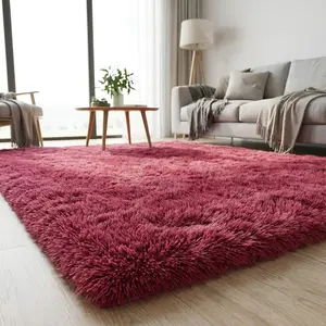XEXSIN Fluffy Wine Red Rugs for Living Room, Burgundy Large Shag Area Rugs for Bedroom, Non-Slip Indoor Modern Fuzzy Plush Floor Carpet for Dorm Nursery Kids Room Decor, Soft Shaggy Throw Rug