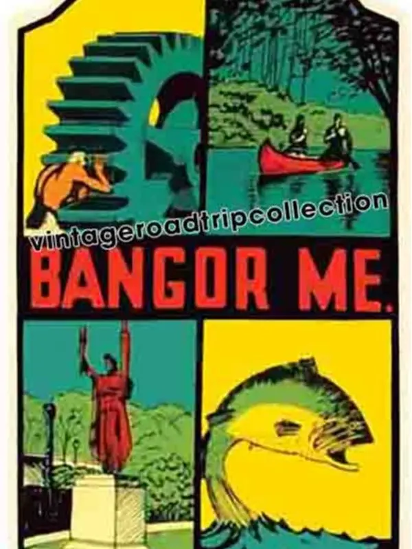 Vintage Bangor Maine  ME  bumper sticker travel decal
