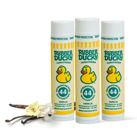 Rubber Ducky SPF 44 Sunscreen Lip Balm - Vanilla Flavor, Hydrating, Vegan, Sun Protection, Silky Smooth, Moisturizer, Multi-Pack, 3 Pack
