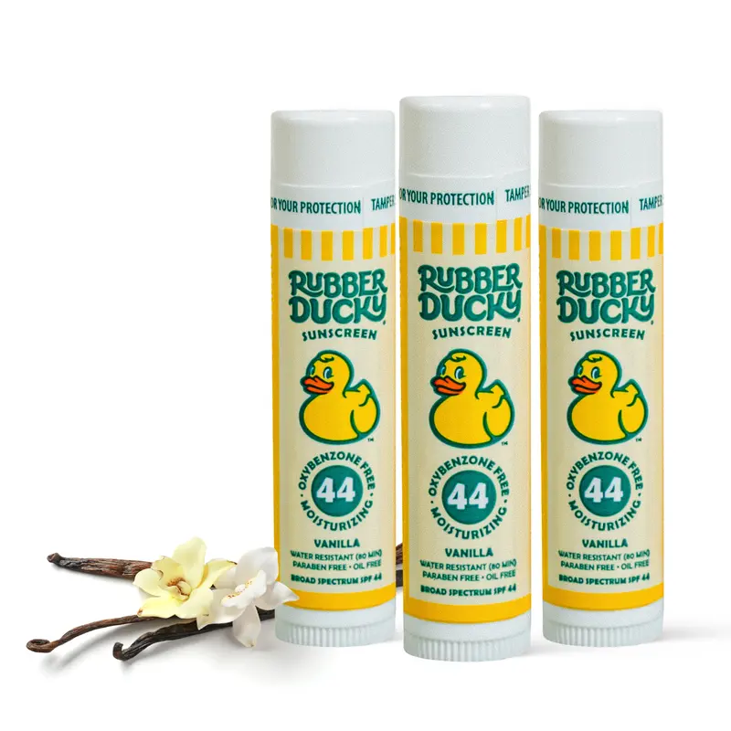 Rubber Ducky SPF 44 Sunscreen Lip Balm - Vanilla Flavor, Hydrating, Vegan, Sun Protection, Silky Smooth, Moisturizer, Multi-Pack, 3 Pack