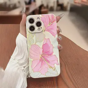 Floral Pattern Flower Phone Case, Shockproof Phone Protective Cover, Phone Accessory Compatible with iPhone 16 15 14 13 12 11 Pro Max