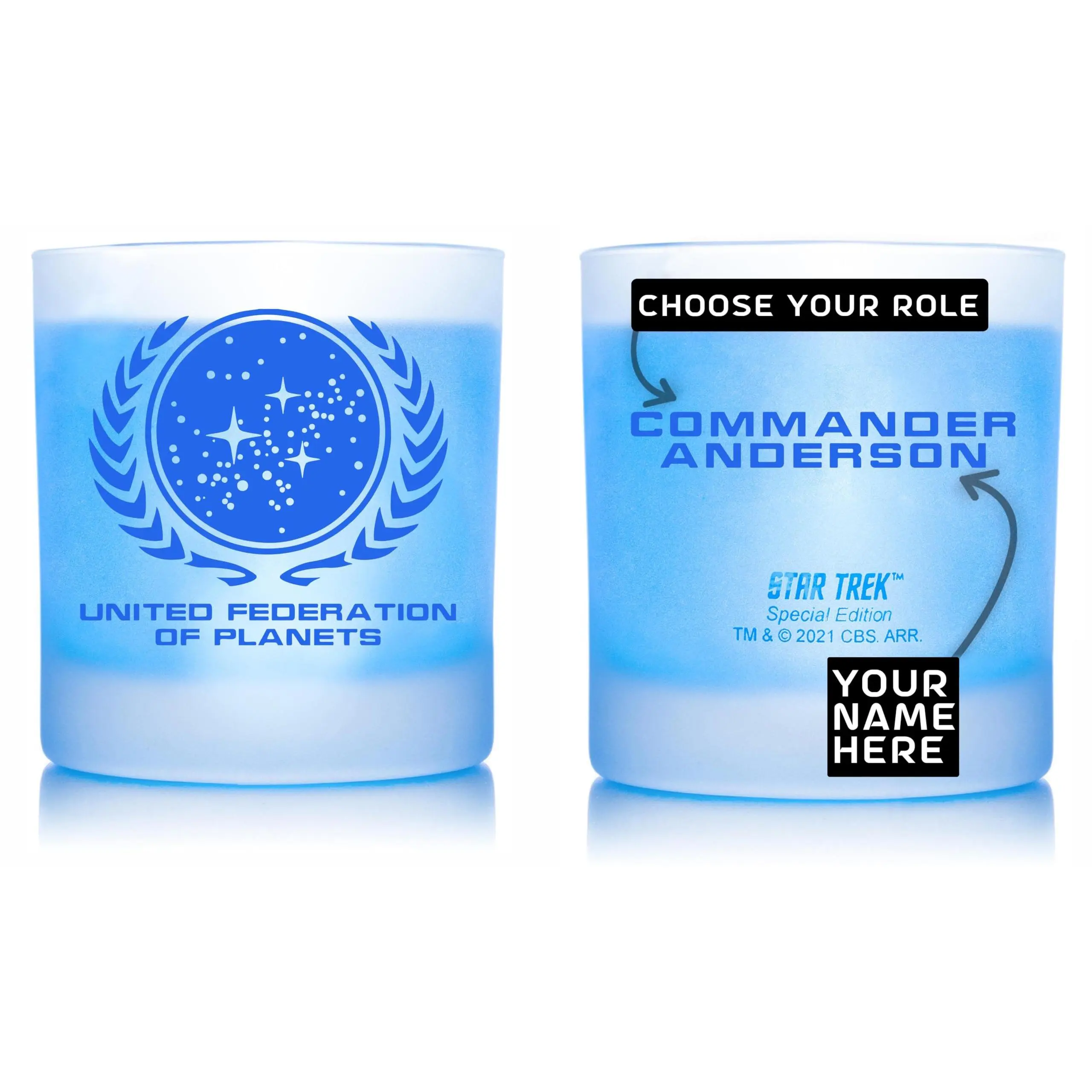 STAR TREK Personalized United Federation of Planets Etched Rocks Glass, 11 oz.